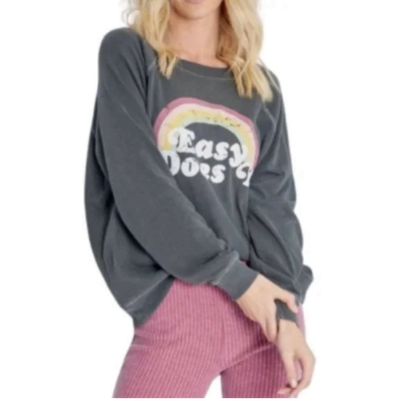 Wildfox Couture Easy Does It Rainbow Graphic Sweatshirt Gray XL - Picture 1 of 5